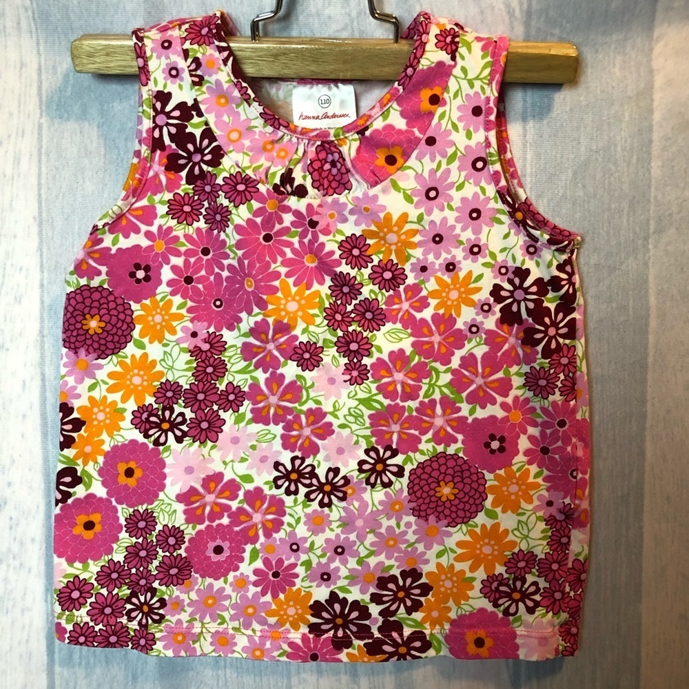 Hanna Andersson Pink Floral Tank Ruffle 110
